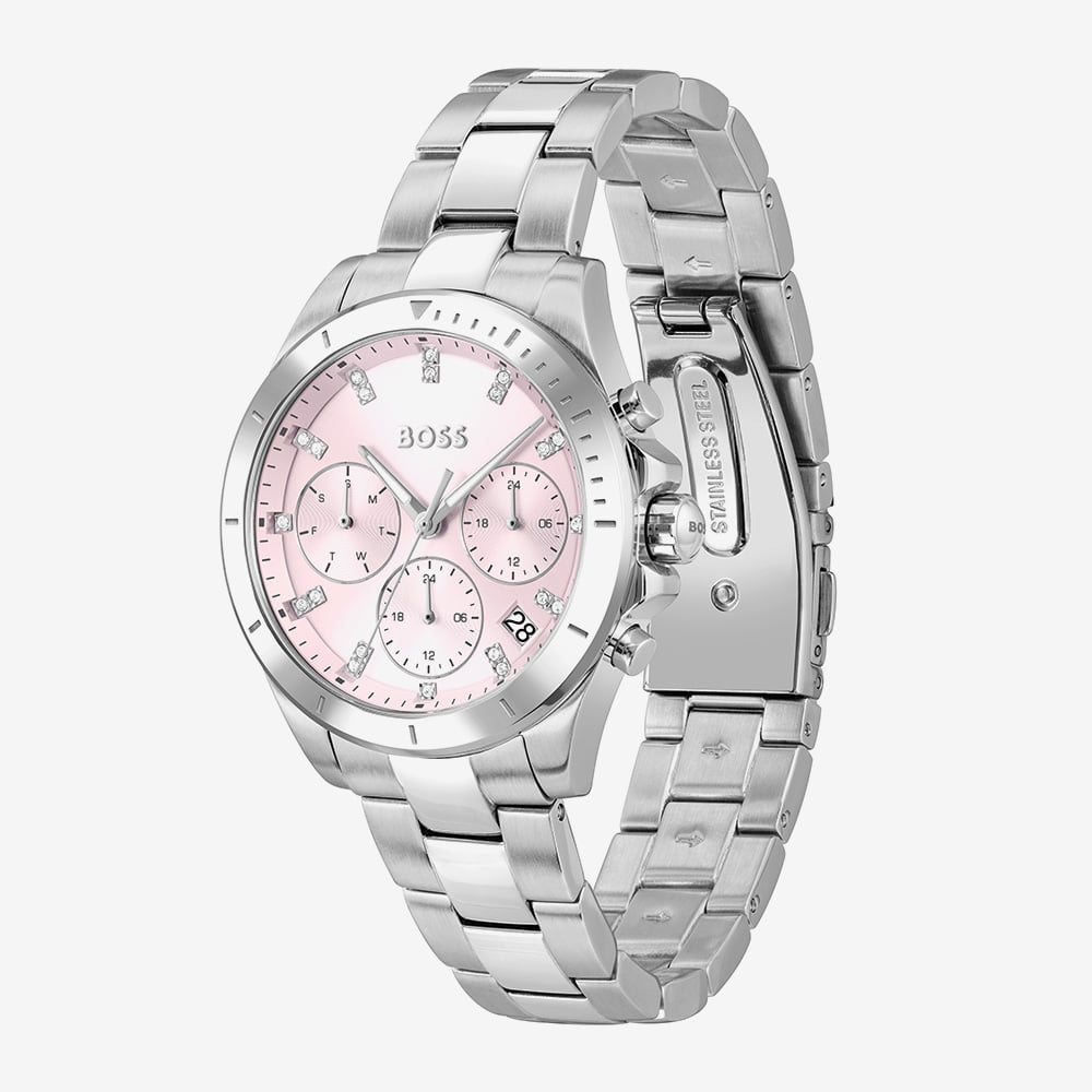 BOSS Ladies Alley Lux Crystal Pink Dial Quartz Watch 1502825