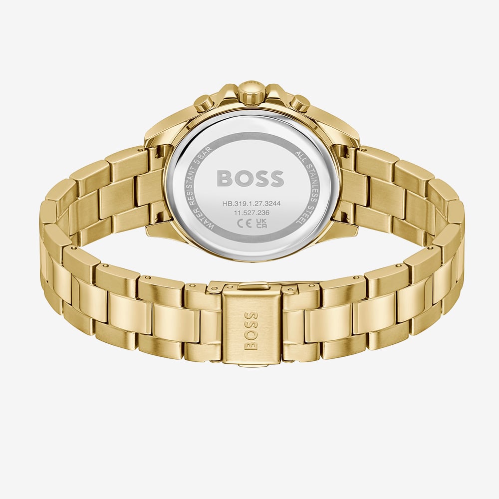 BOSS Ladies Alley Lux Gold Tone Crystal White Dial Watch 1502829