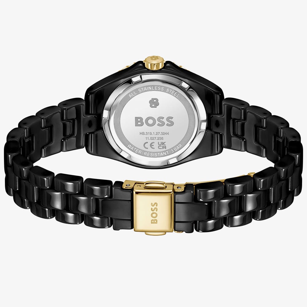 BOSS Ladies Sage Aqua Black Ceramic Bracelet Watch 1502851