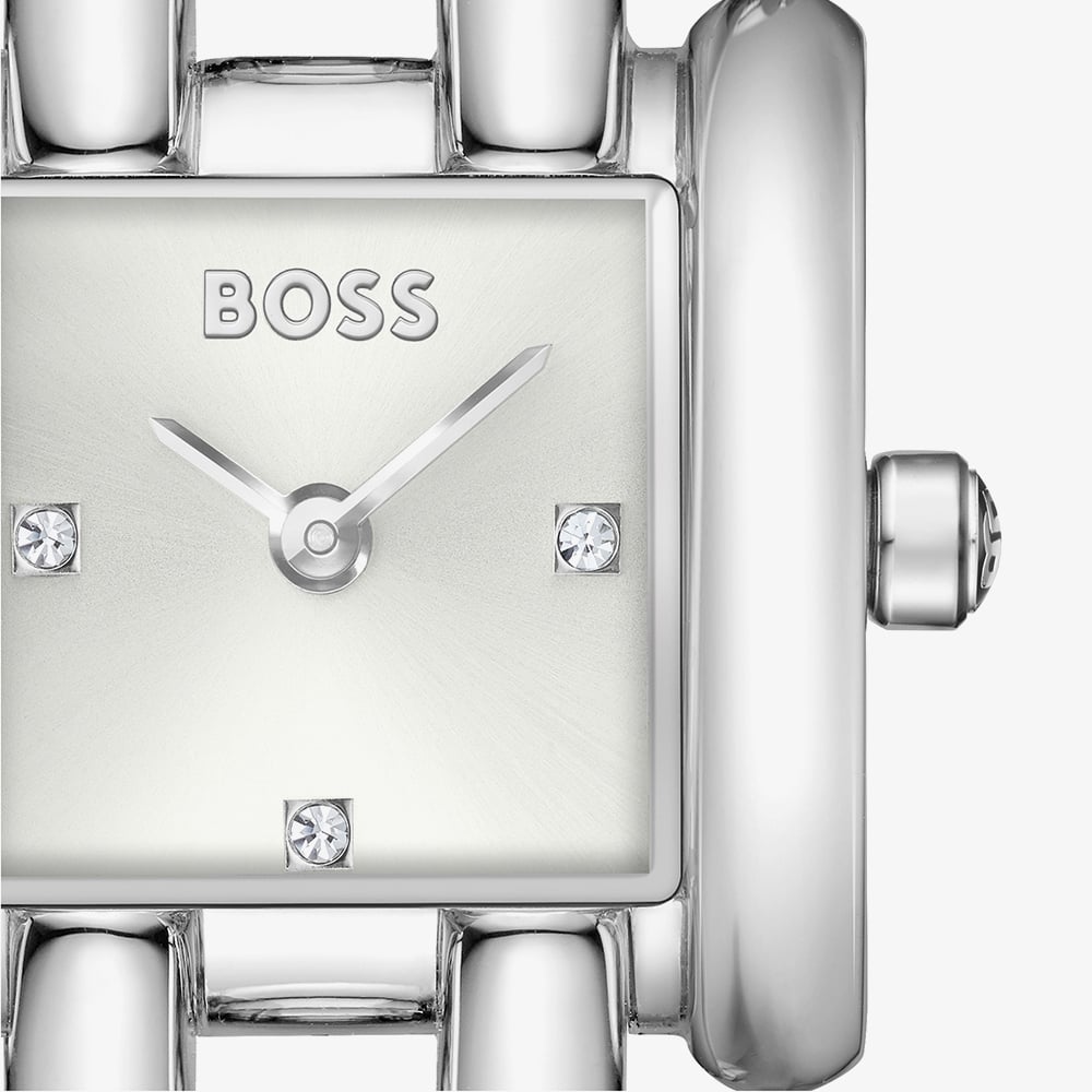 BOSS Ladies Violet Square Silver Dial Bracelet Watch 1502873