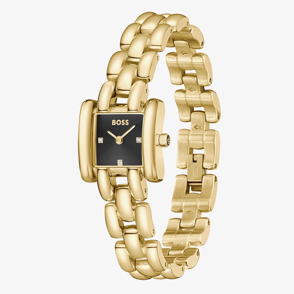 BOSS Ladies Violet Square Black Dial Bracelet Watch 1502875