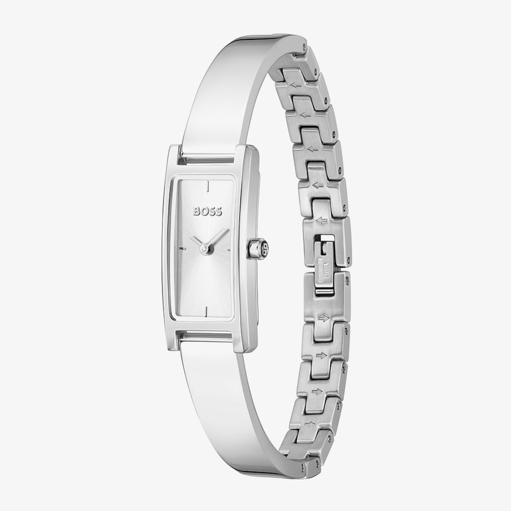 BOSS Ladies Lucy Allure Rectangle Silver Dial Bracelet Watch 1502856