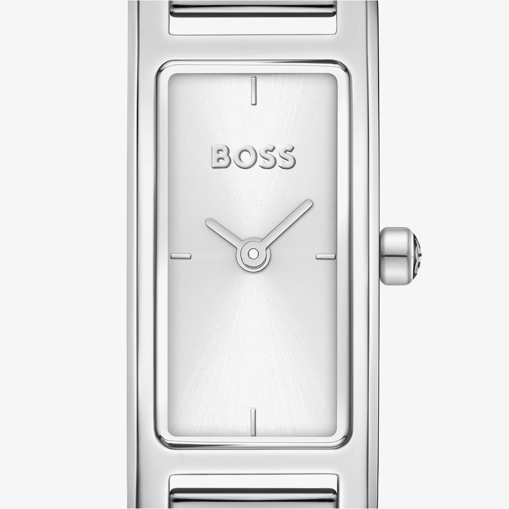 BOSS Ladies Lucy Allure Rectangle Silver Dial Bracelet Watch 1502856