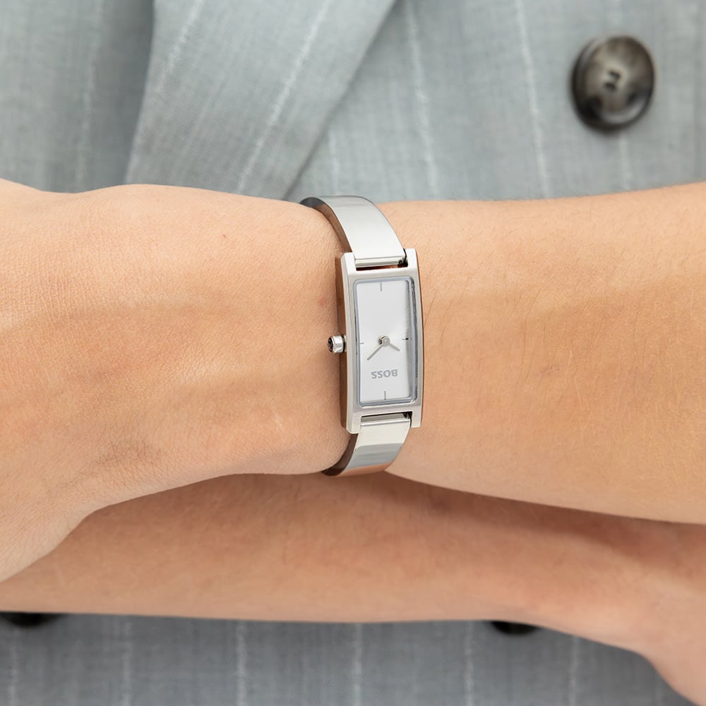 BOSS Ladies Lucy Allure Rectangle Silver Dial Bracelet Watch 1502856