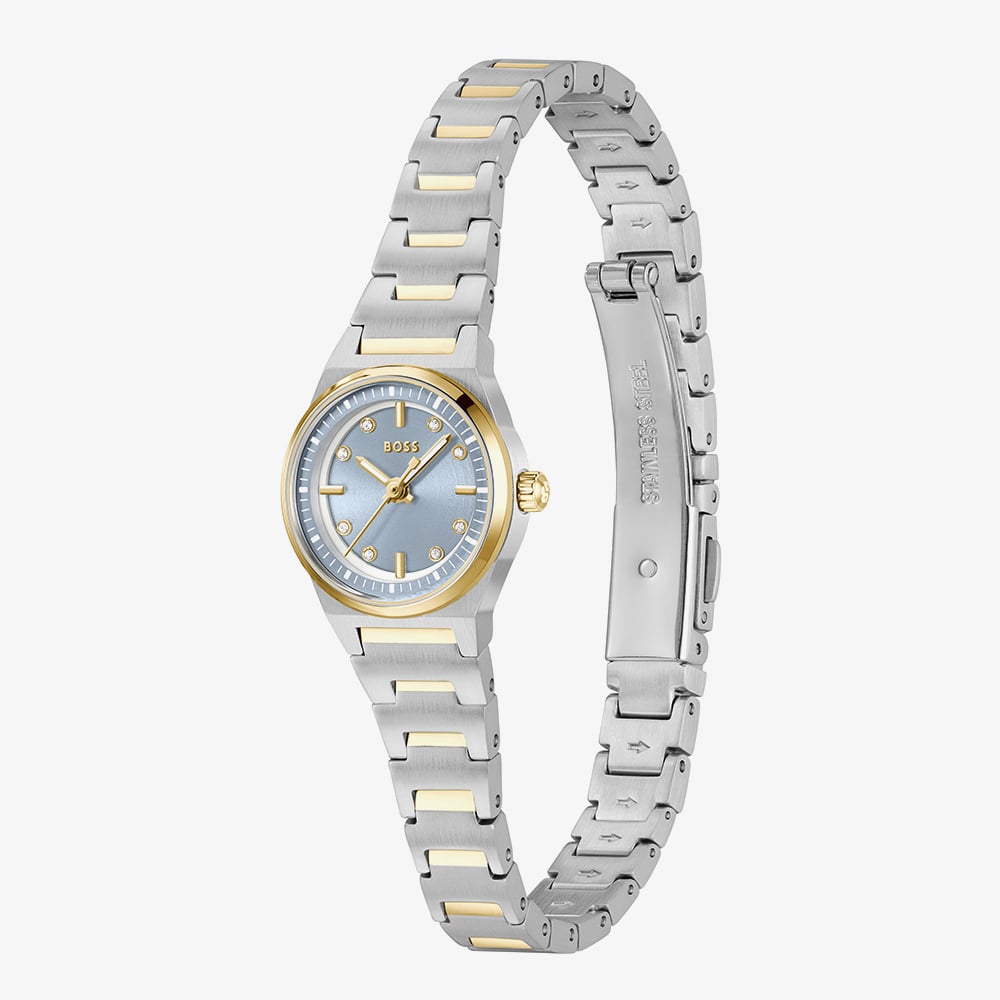 BOSS Ladies Candor Gracey Two Tone Blue Dial Bracelet Watch 1502862