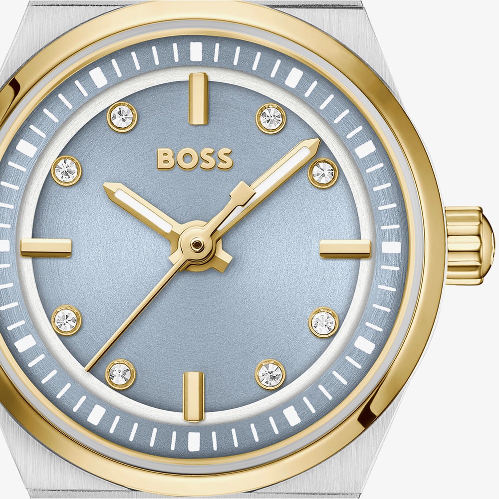 BOSS Ladies Candor Gracey Two Tone Blue Dial Bracelet Watch 1502862