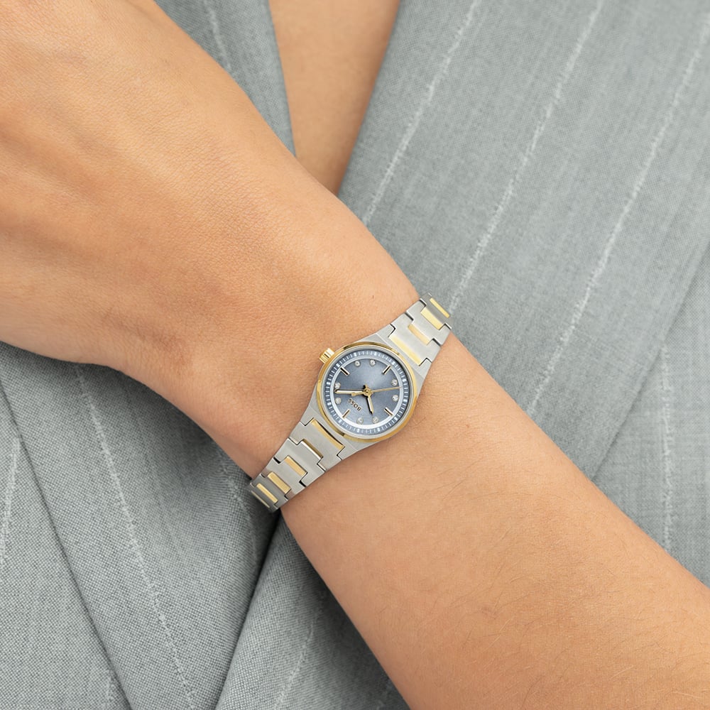 BOSS Ladies Candor Gracey Two Tone Blue Dial Bracelet Watch 1502862