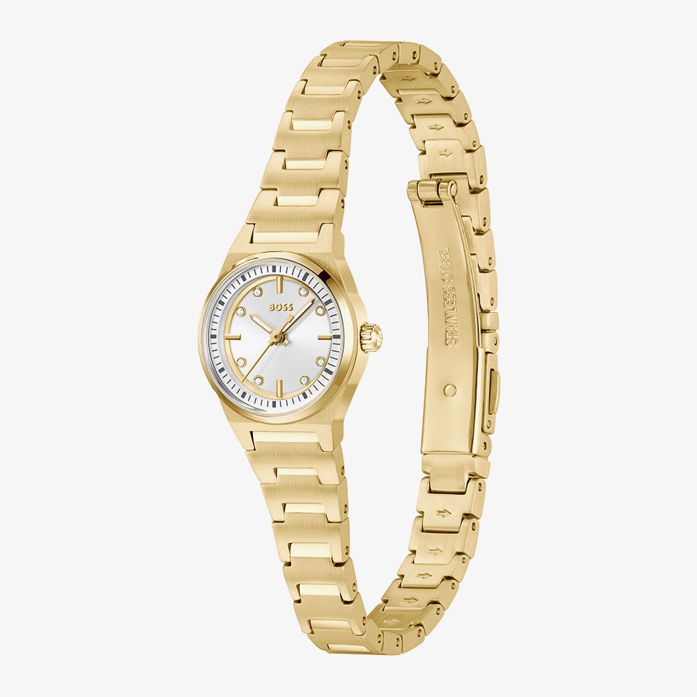 BOSS Ladies Candor Gracey Golden Silver Dial Bracelet Watch 1502863