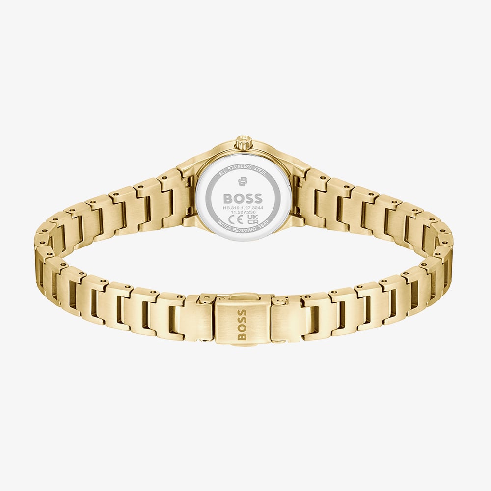 BOSS Ladies Candor Gracey Golden Silver Dial Bracelet Watch 1502863