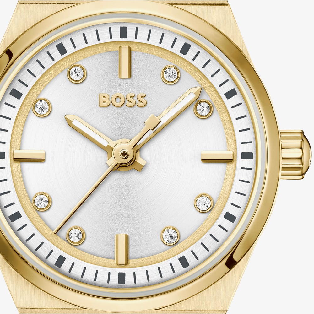 BOSS Ladies Candor Gracey Golden Silver Dial Bracelet Watch 1502863