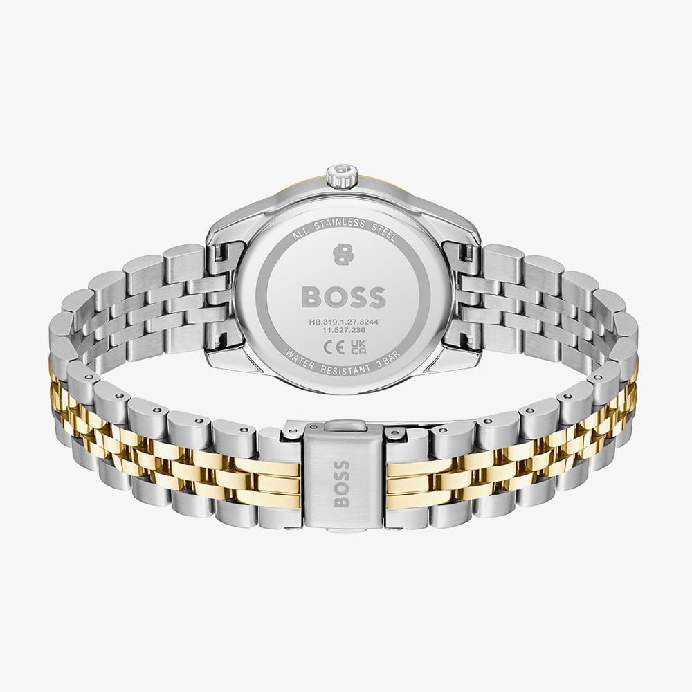BOSS Ladies Graceful Precious Two Tone White Mother of Pearl Dial Bracelet Watch 1502867