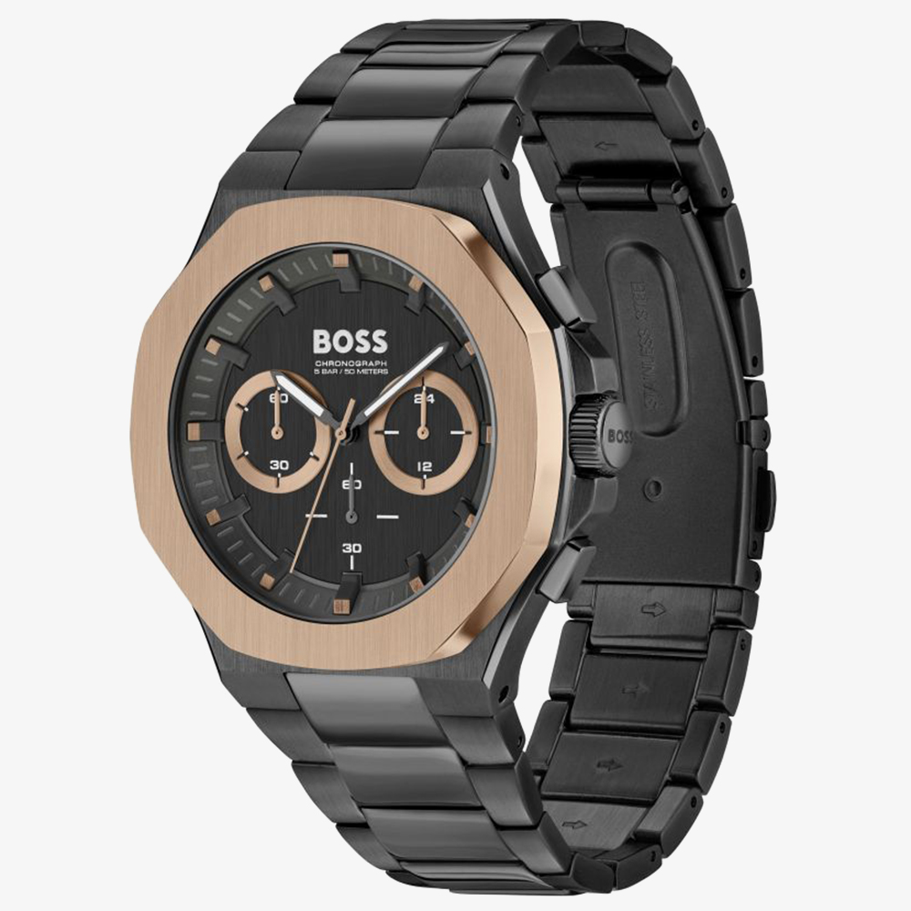 BOSS Taper Black & Rose Chronograph Watch 1514090