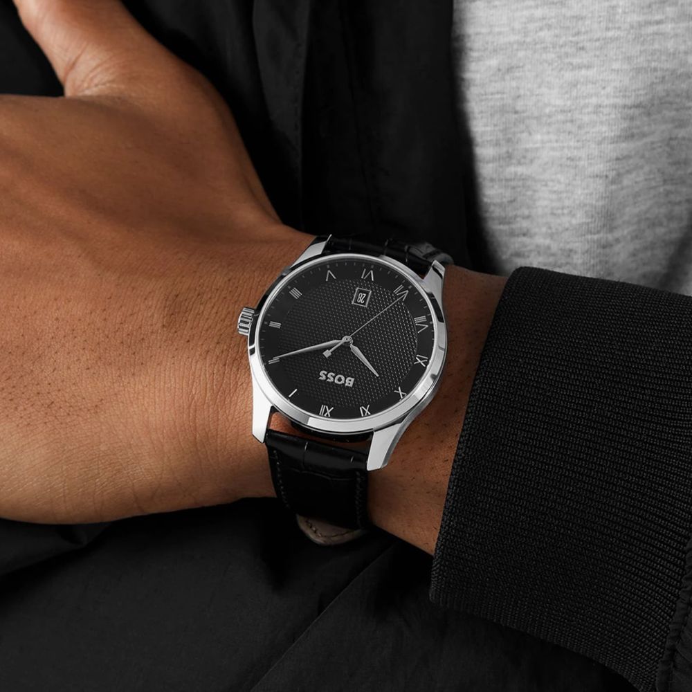 BOSS Principle Black Leather Watch 1514122