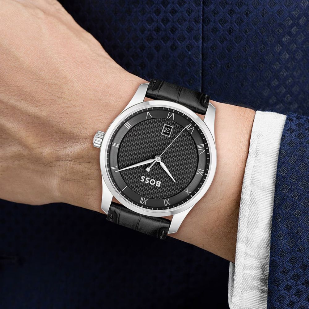 BOSS Principle Black Leather Watch 1514122