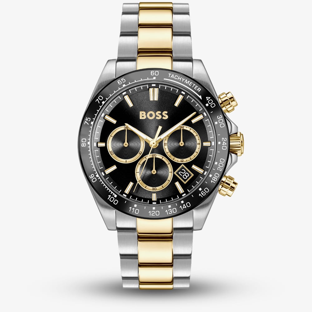 House of Watches - BOSS Mens Hero 2.0 Two Tone Black & Gold Chronograph Watch 1514269