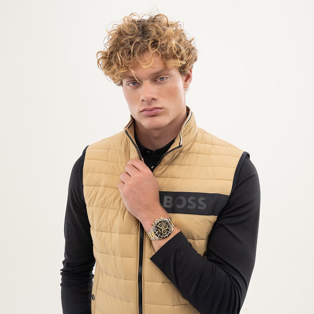 BOSS Mens Hero 2.0 Two Tone Black & Gold Chronograph Watch 1514269