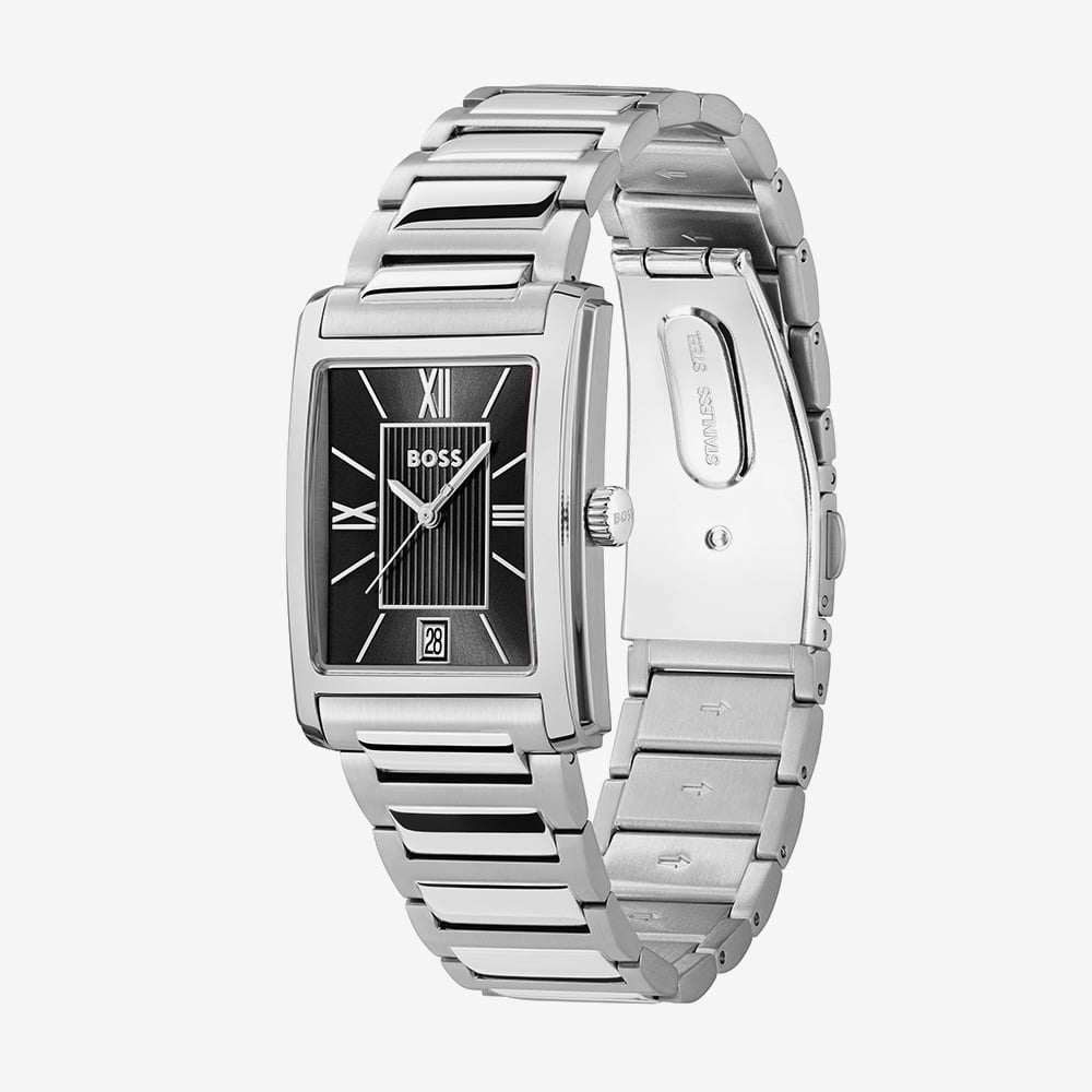 BOSS Mens Principle Black Dial Stainless Steel Bracelet Watch 1514297