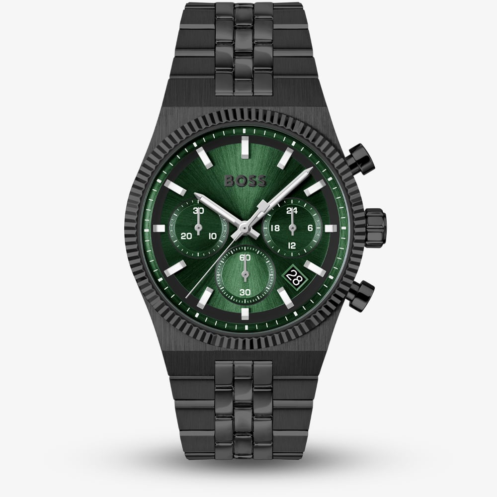 House of Watches - BOSS Mens Candor Prime Chronograph Green & Black Bracelet Watch 1514308
