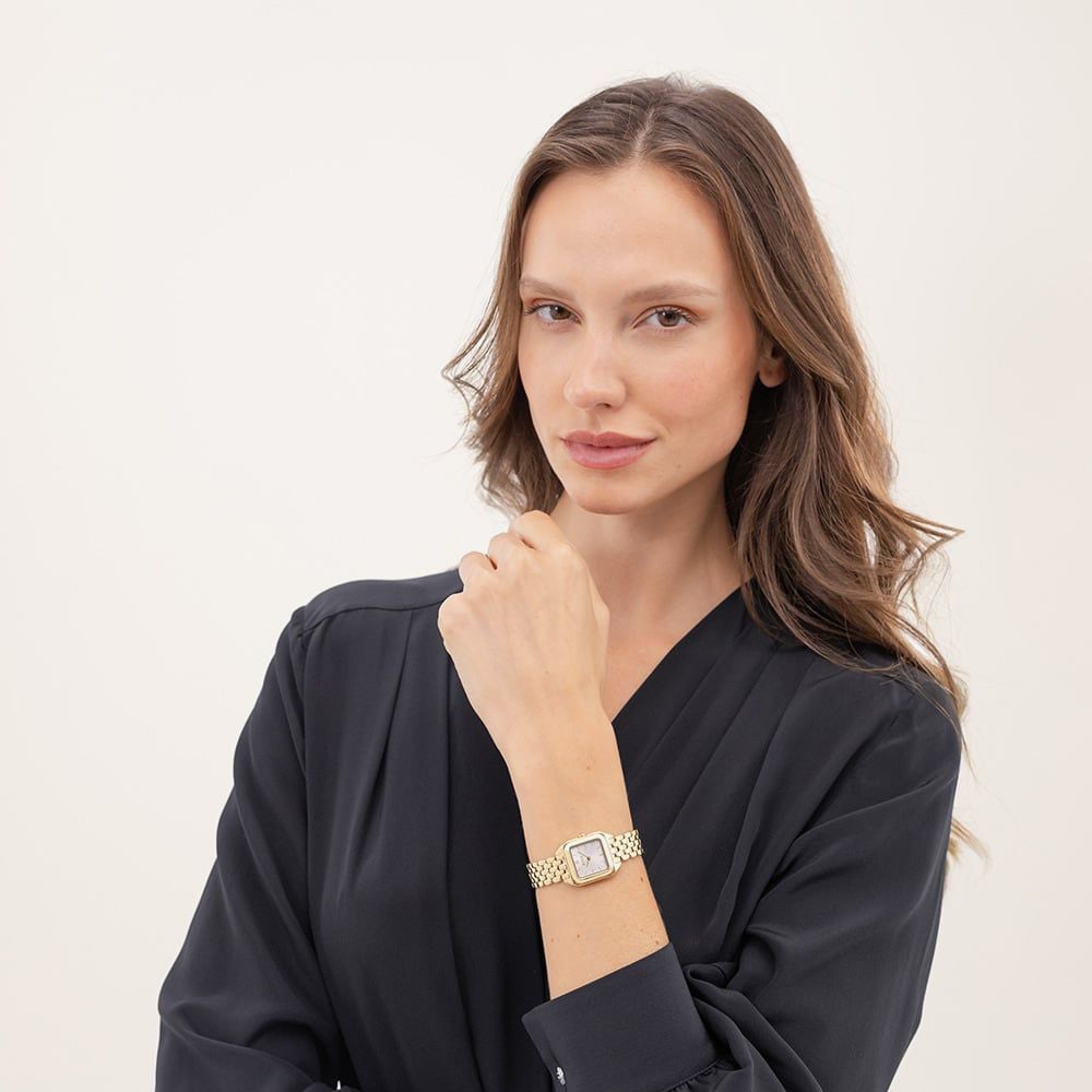 BOSS Ladies Mae Petit Golden Square Bracelet Watch and Open Heart Bracelet Gift Set 1570203