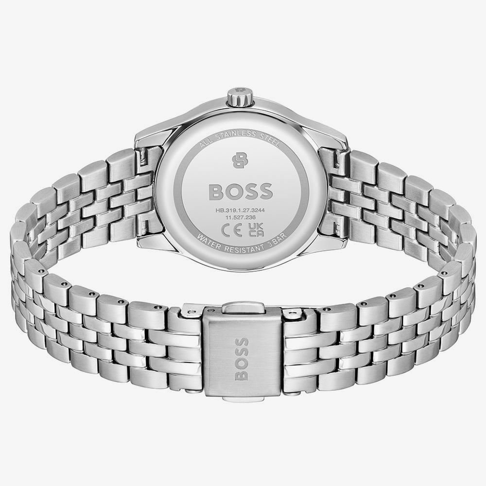 BOSS Ladies Graceful Mina Silver Dial Two Tone Bracelet Watch and Heart Bracelet Gift Set 1570210