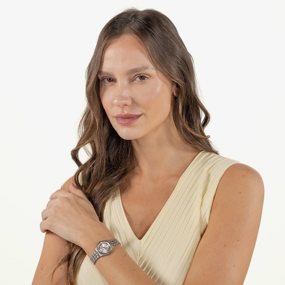 BOSS Ladies Graceful Mina Silver Dial Two Tone Bracelet Watch and Heart Bracelet Gift Set 1570210