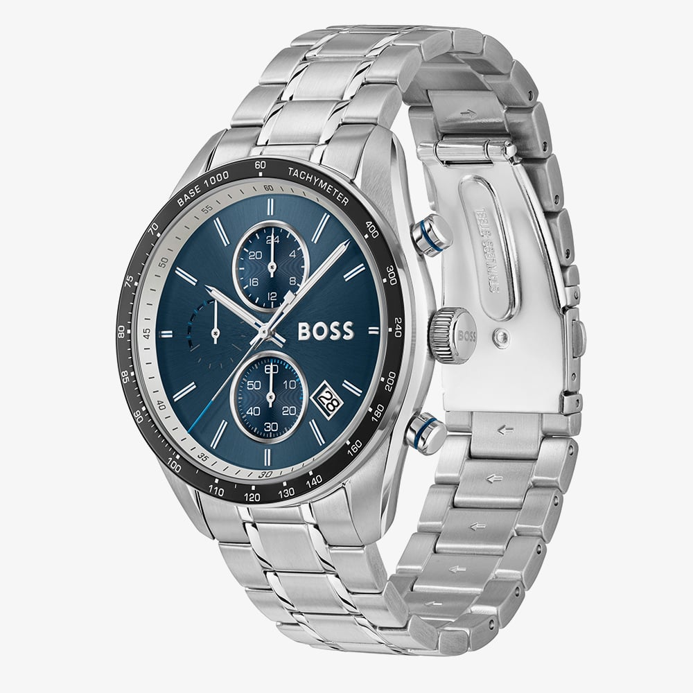 BOSS Mens Grand Prix Choronograph Blue Dial Bracelet Watch 1514344