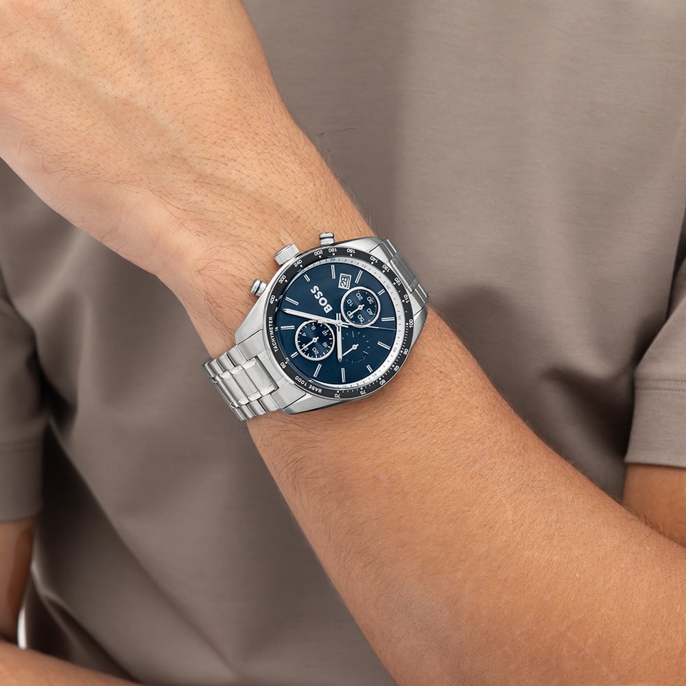 BOSS Mens Grand Prix Choronograph Blue Dial Bracelet Watch 1514344