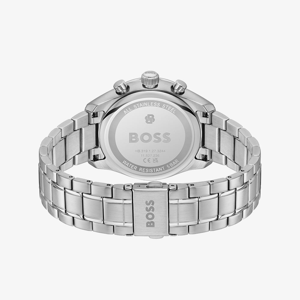BOSS Mens Grand Prix Chronograph White Dial Bracelet Watch 1514362