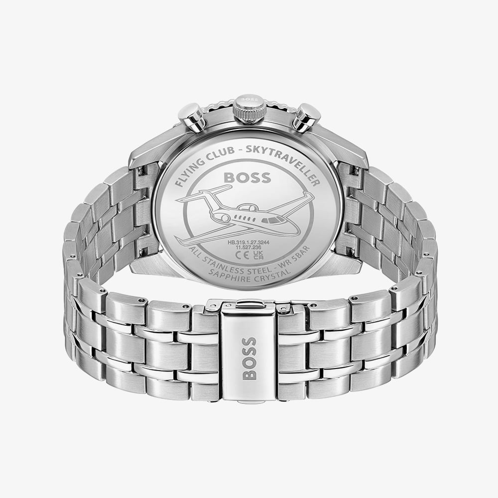 BOSS Mens Skytraveller Chronograph Black Dial Bracelet Watch 1514349