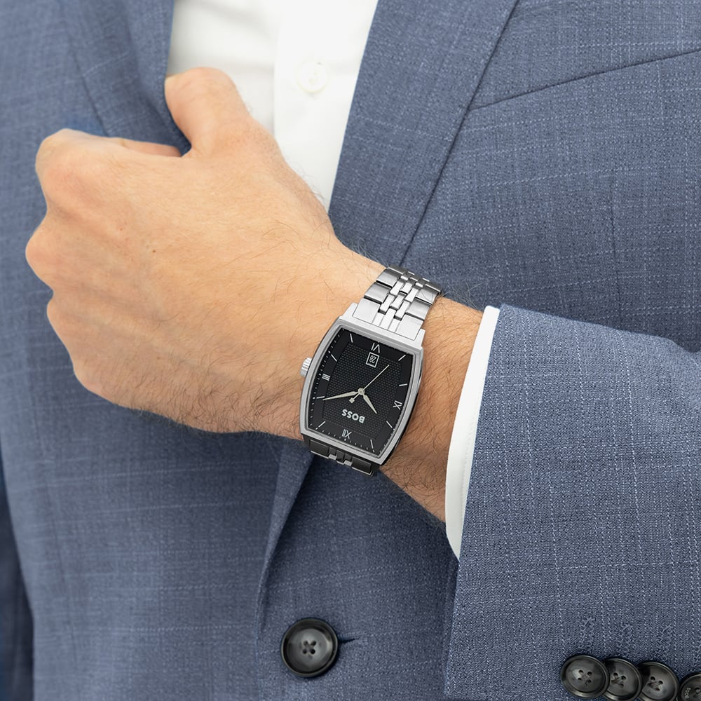 BOSS Mens Principle Arc Black Dial Bracelet Watch 1514353