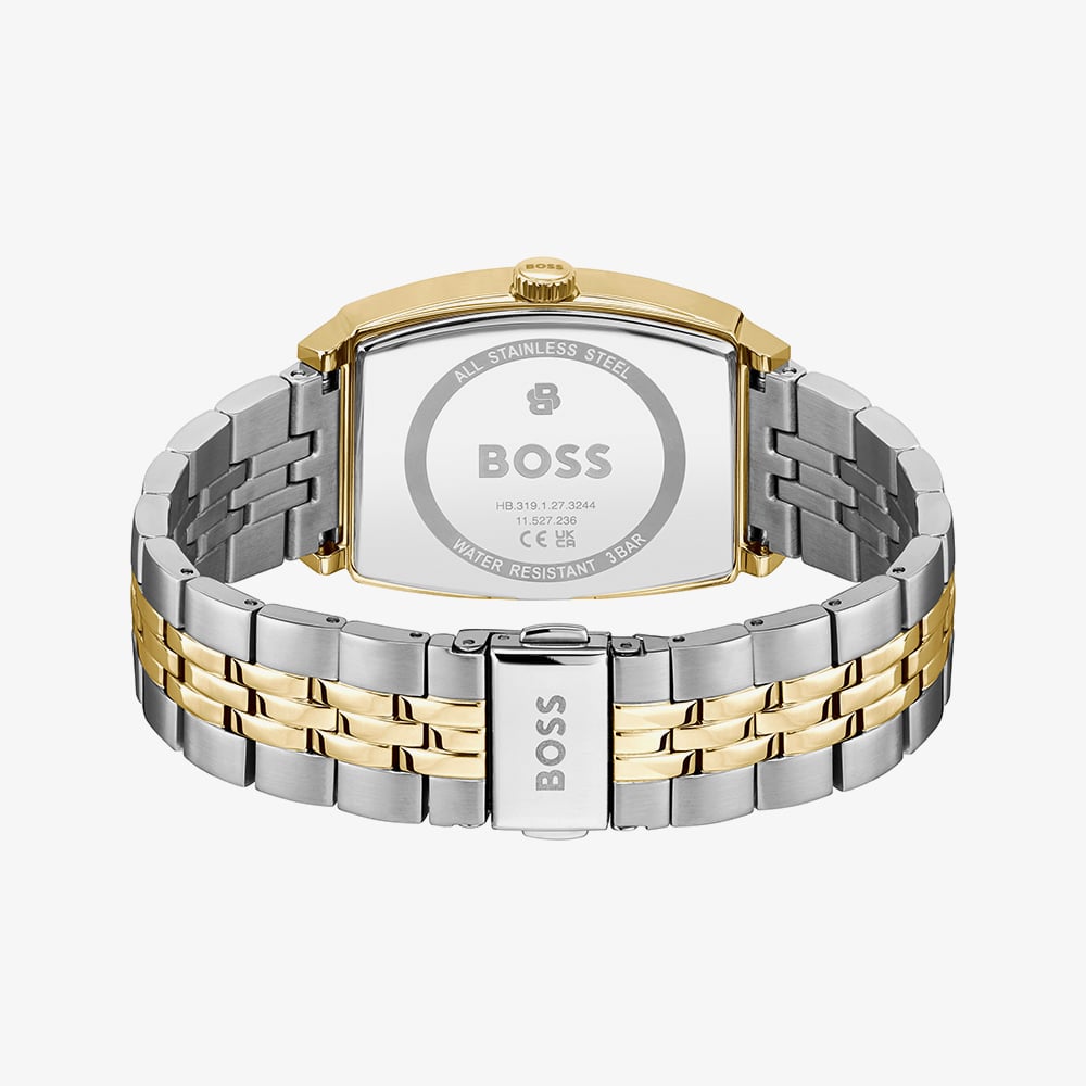 BOSS Mens Principle Arc Two Tone Blue Dial Bracelet Watch 1514354
