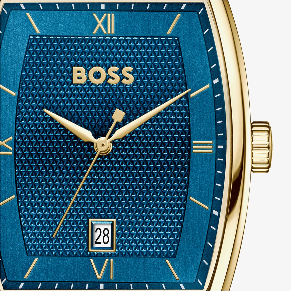 BOSS Mens Principle Arc Two Tone Blue Dial Bracelet Watch 1514354
