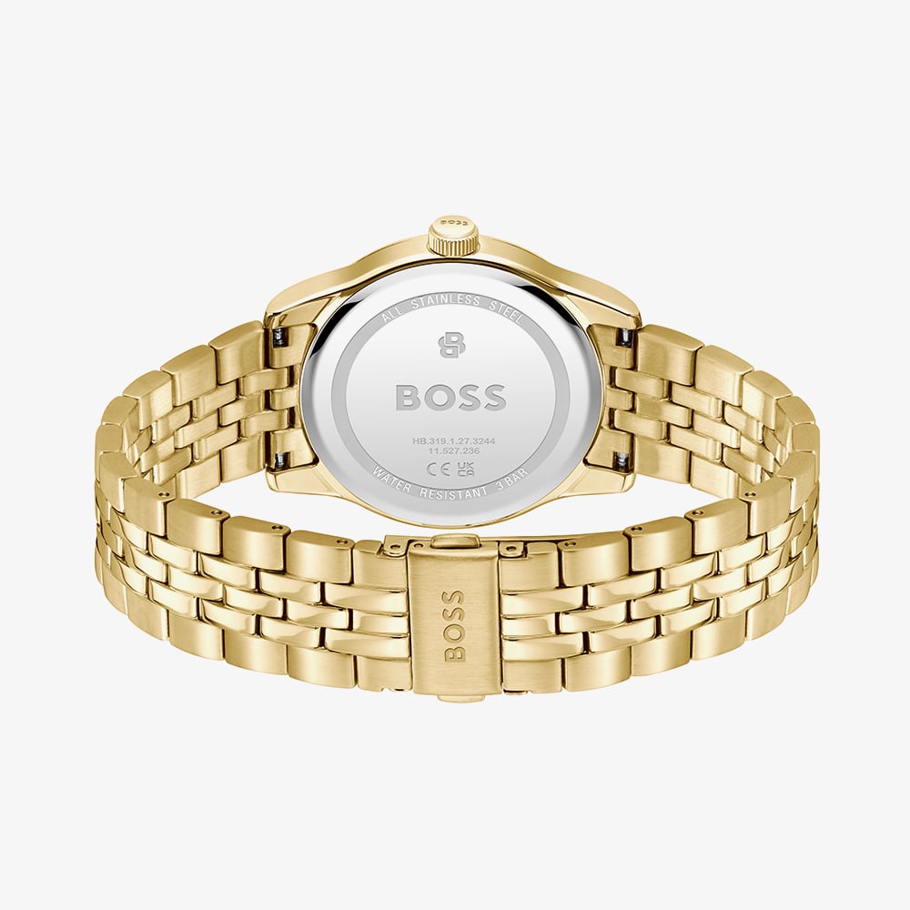BOSS Mens Langford Golden Black Dial Bracelet Watch 1514359