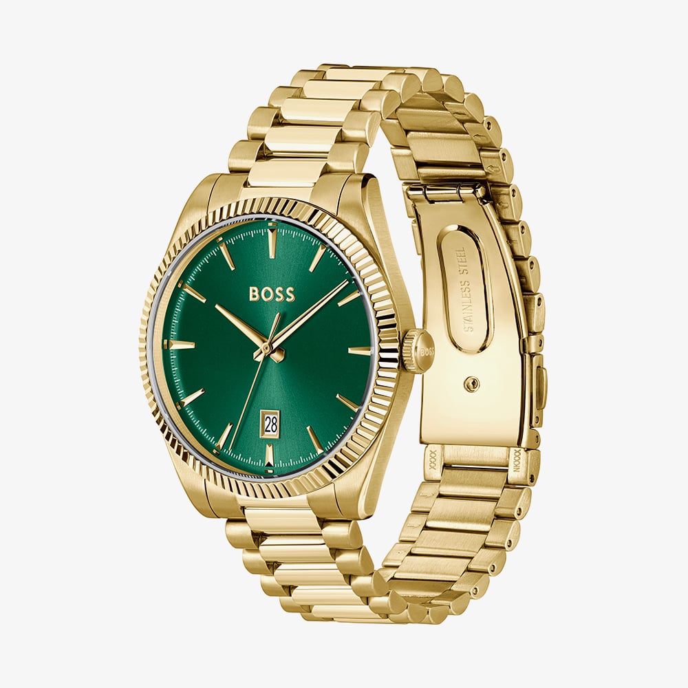 BOSS Mens Cheswick Golden Green Dial Bracelet Watch 1514355