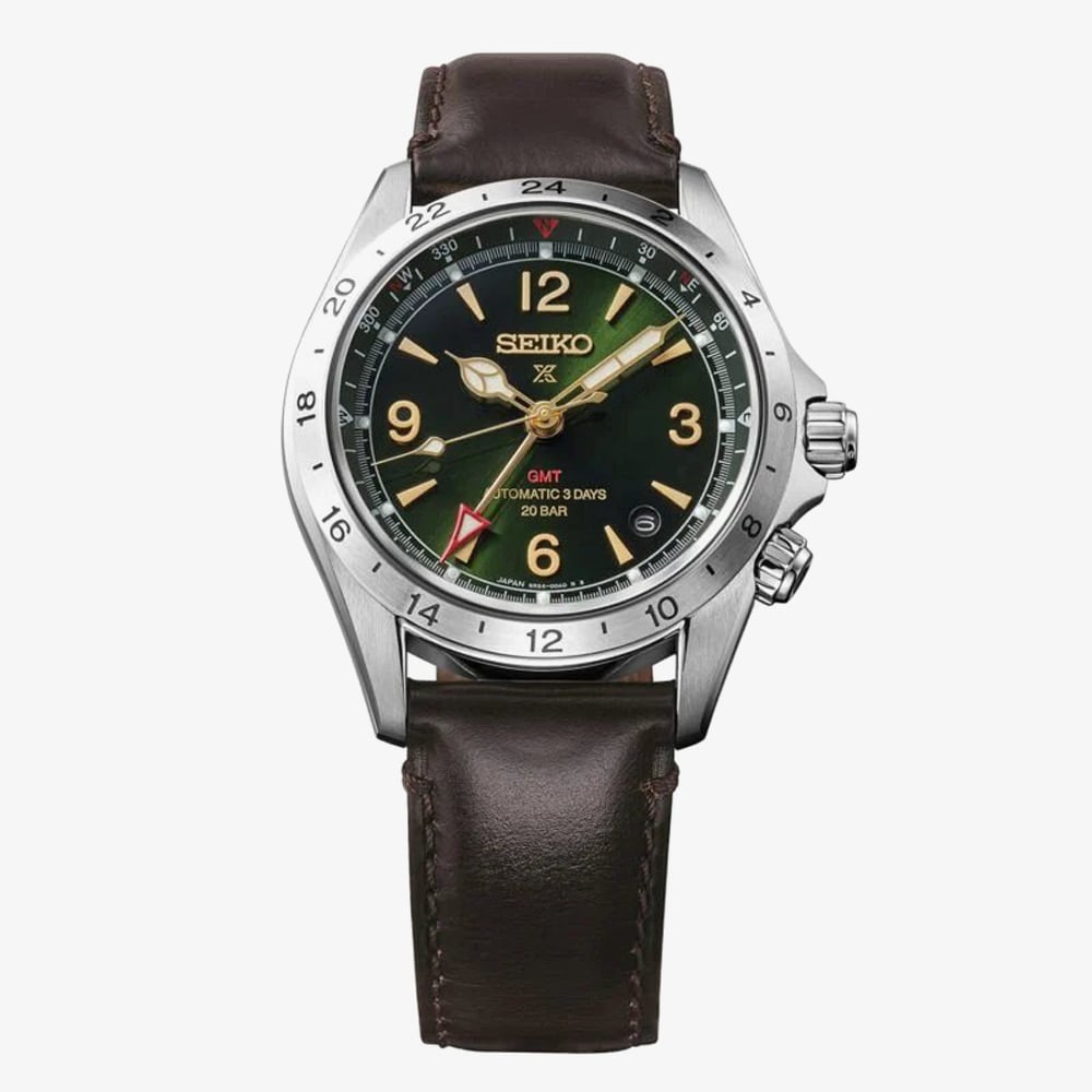 Seiko Mens Prospex Alpinist GMT Green Dial Strap Watch HBC007J1