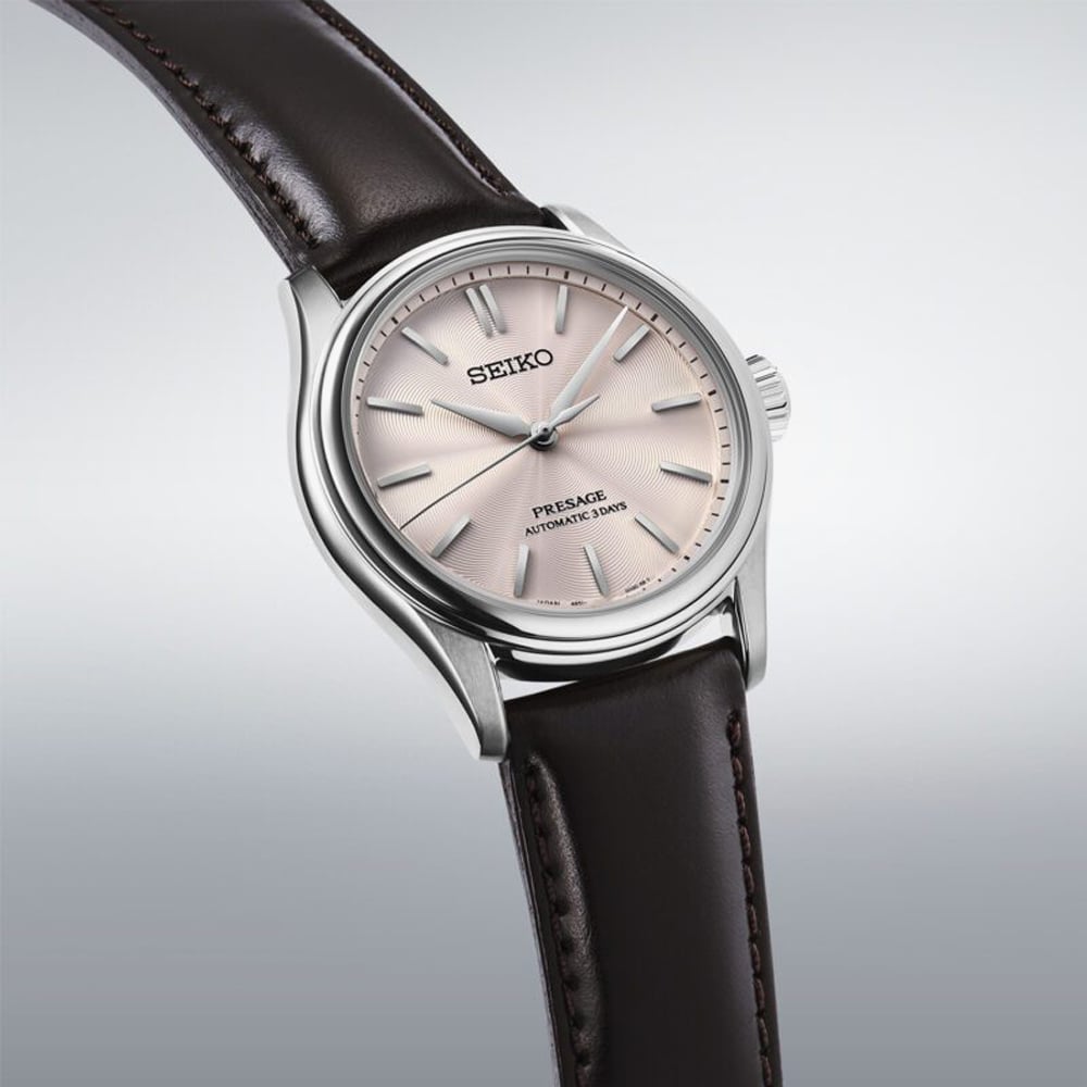 Seiko Mens Presage Classic Series Sakura Iro Cherry Blossom Pink Dial Strap Watch HCC003J1