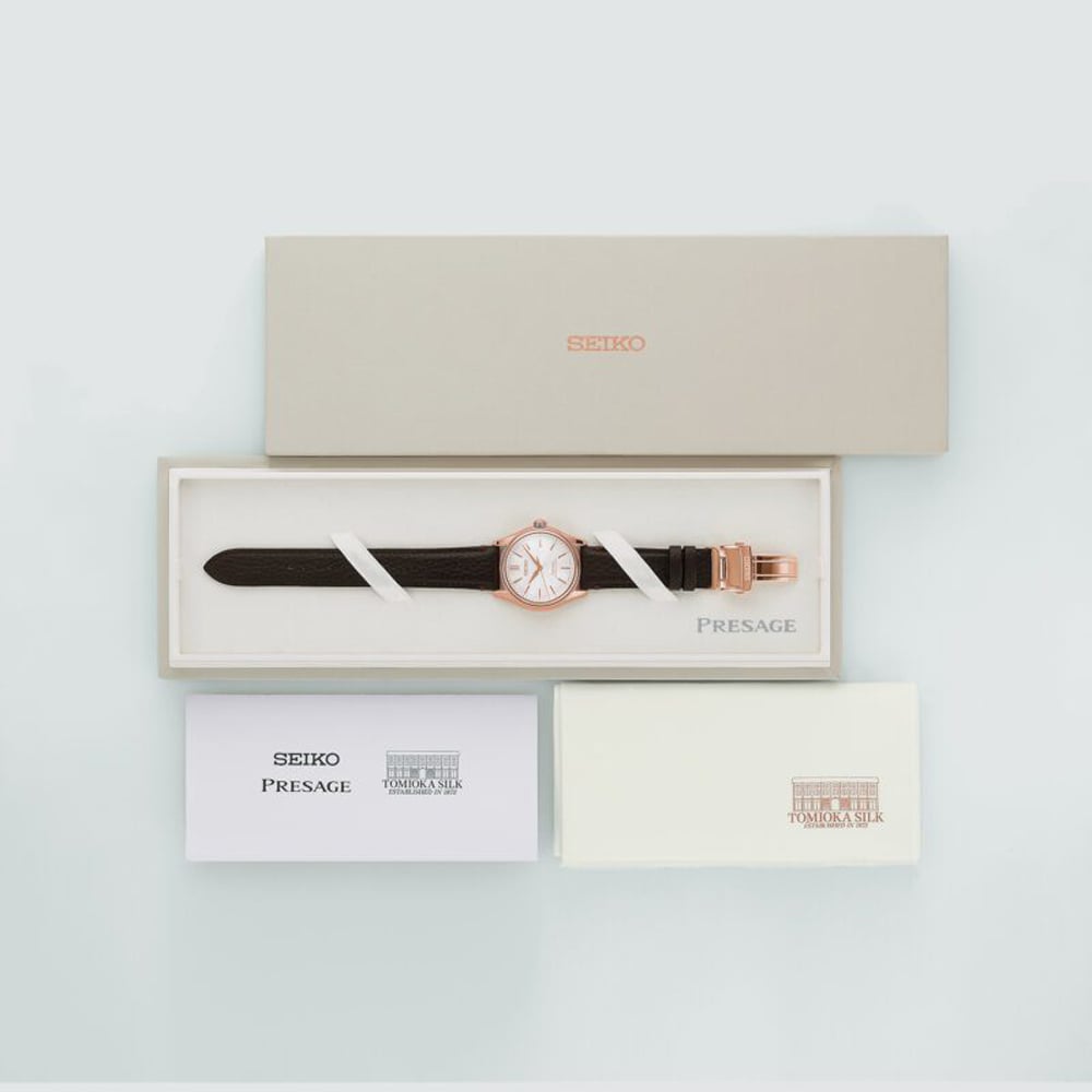 Seiko Mens Presage Classic Series x Tomioka Silk Promotion Organisation Limited Edition White Dial Strap Watch HCC008J1