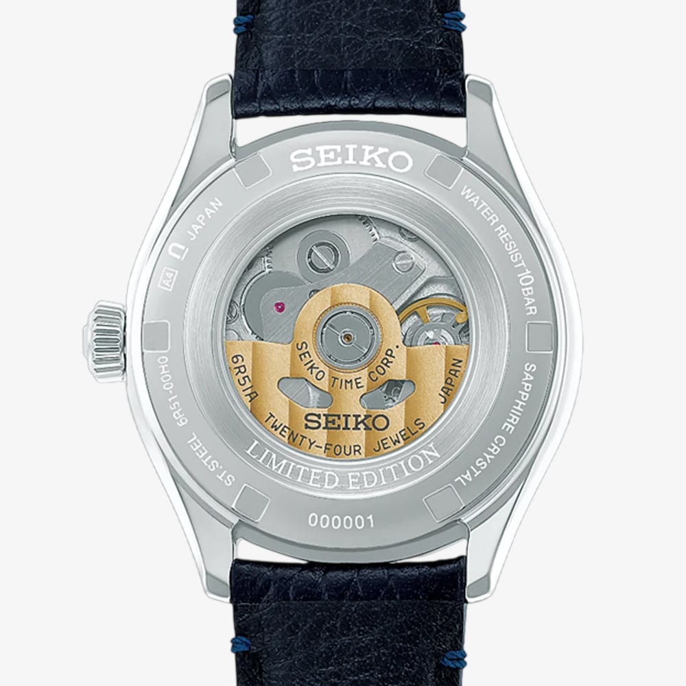 Seiko Limited Edition 145th Anniversary Presage Shironeri Navy Blue Leather Strap Watch Watch HCC004J1