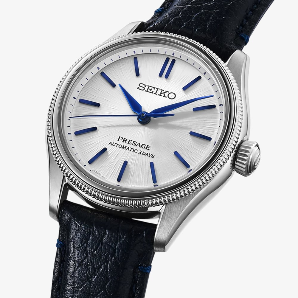 Seiko Limited Edition 145th Anniversary Presage Shironeri Navy Blue Leather Strap Watch Watch HCC004J1