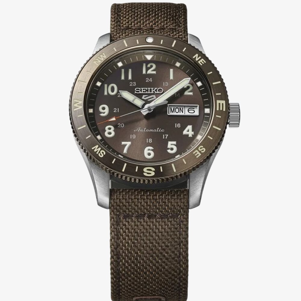 Seiko Mens 5 Sports Field Automatic Brown Fabric Strap Watch HDB009K1