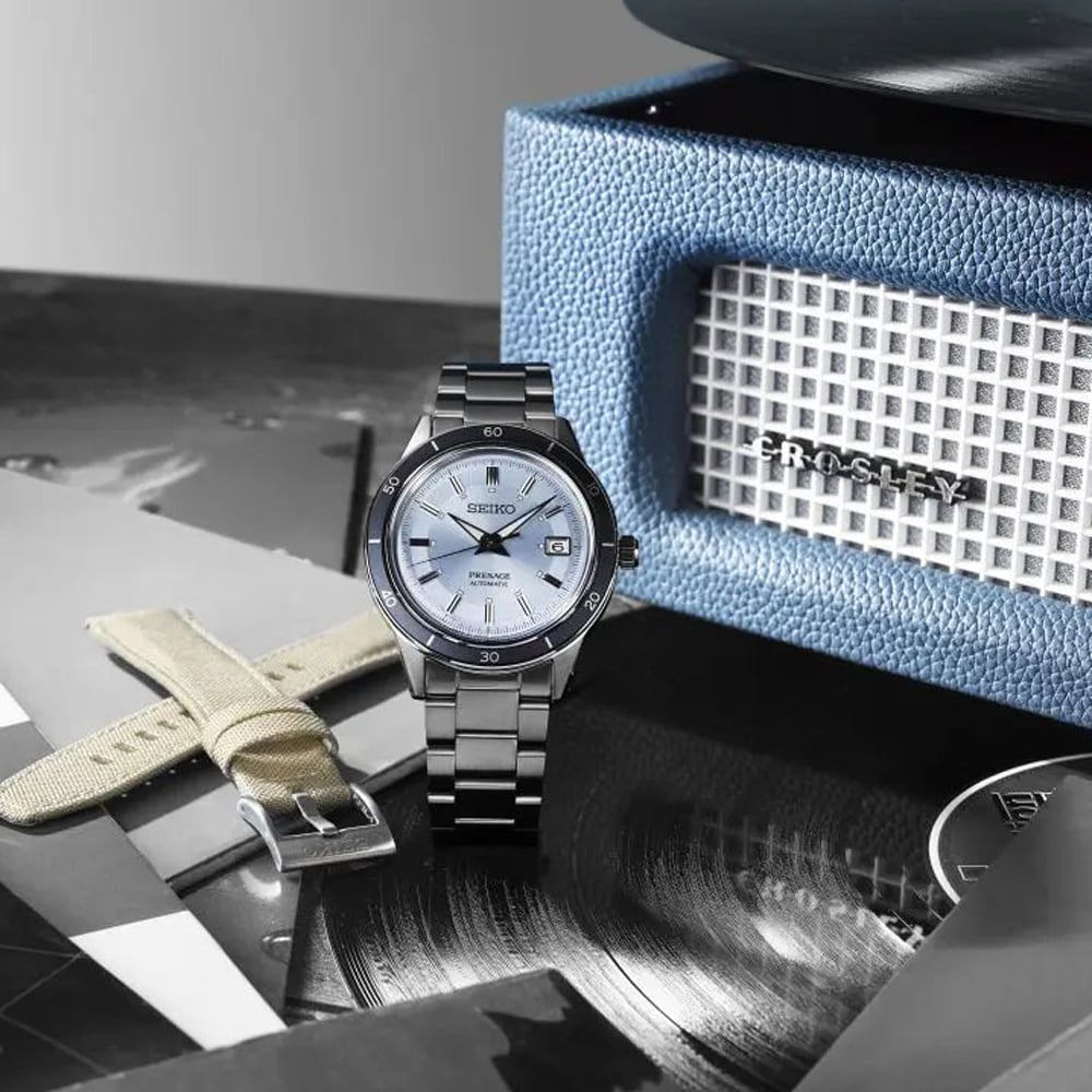 Seiko Mens Presage Style 60s Limited Edition Blue Watch SRPL19J1