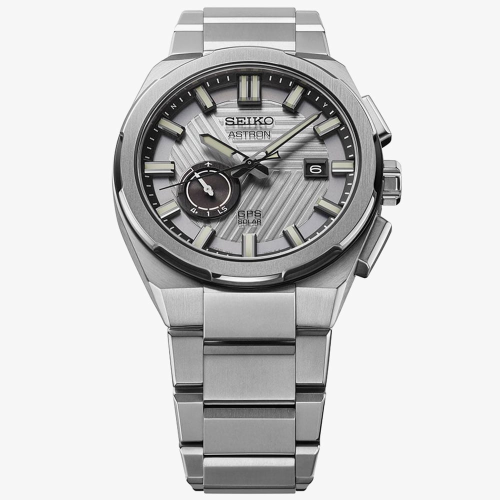 Seiko Mens Limited Edition Astron Solar System GPS Silvertone 'Earth' Bracelet Watch SSJ037J1