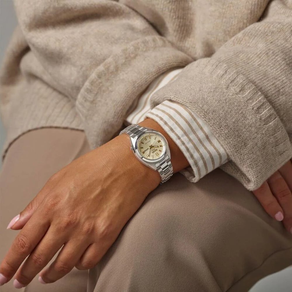 Seiko Ladies 5 Sports Hebitama SNXS Double Cream Dial Watch SRE023K1