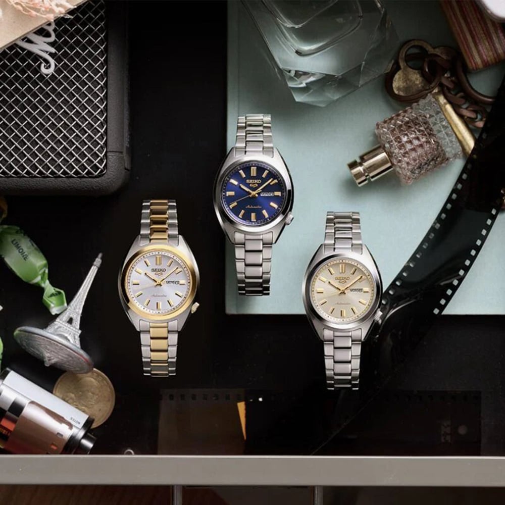 Seiko Ladies 5 Sports Hebitama SNXS Two Tone Bracelet Watch SRE024K1