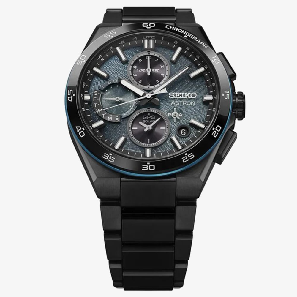 Seiko Mens Limited Edition Astron GPS Solar 'Spiral Galaxy' Chronograph Titanium Bracelet Watch SSH187J1