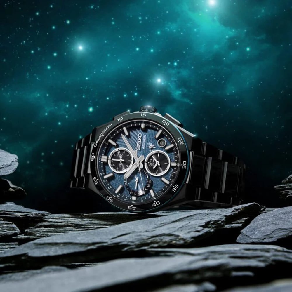 Seiko Mens Limited Edition Astron GPS Solar 'Spiral Galaxy' Chronograph Titanium Bracelet Watch SSH187J1