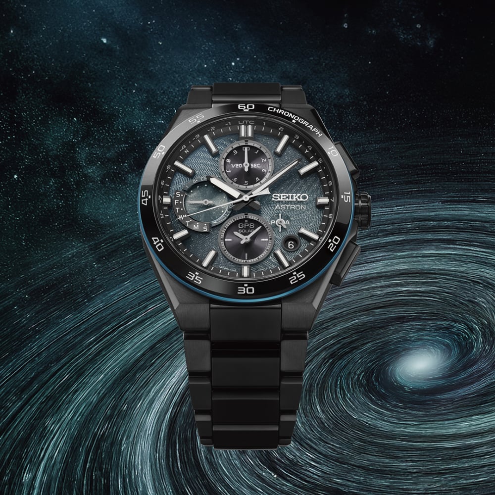 Seiko Mens Limited Edition Astron GPS Solar 'Spiral Galaxy' Chronograph Titanium Bracelet Watch SSH187J1