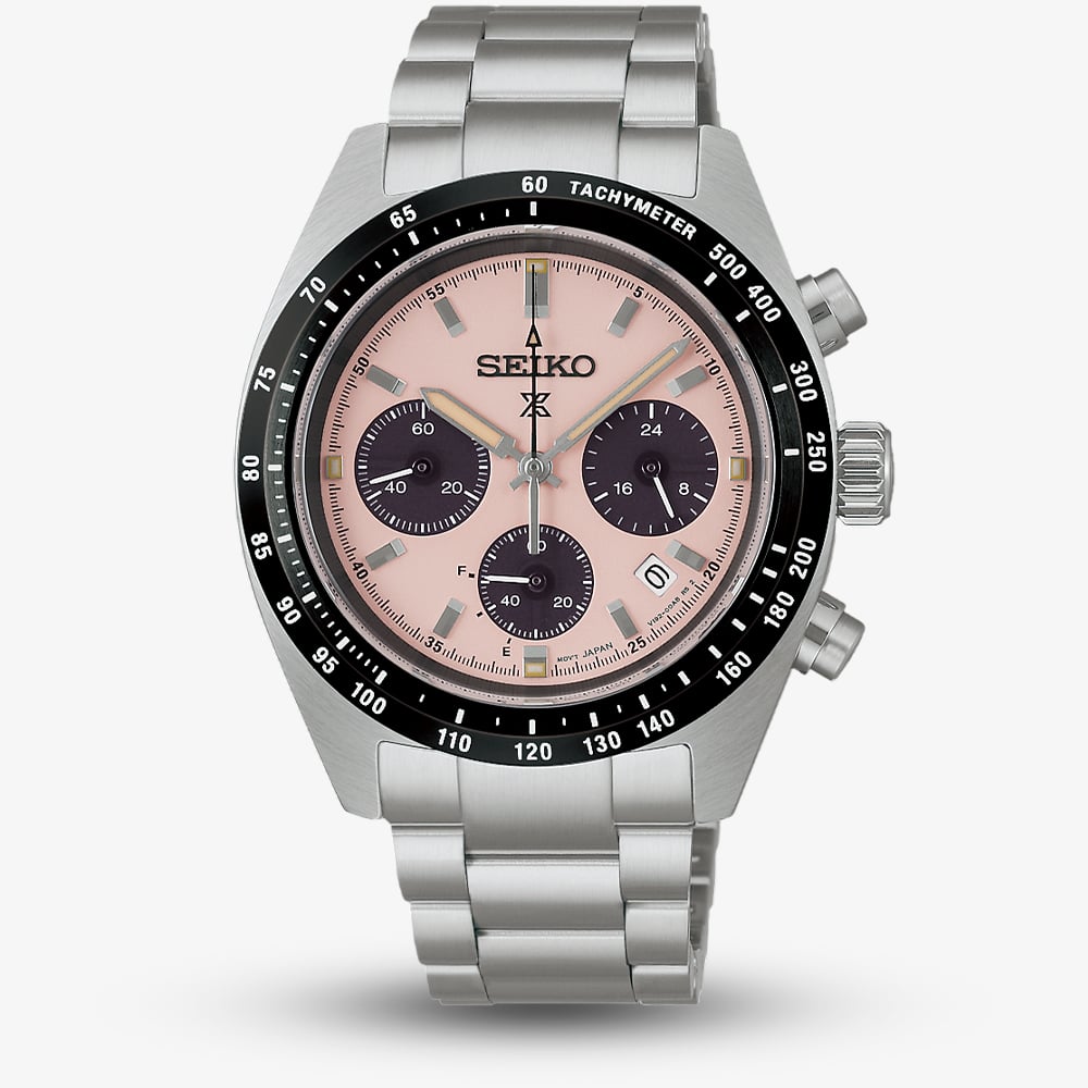 House of Watches - Seiko Mens Prospex Speedtimer Youngtimer Pale Pink Bracelet Watch SSC963P1