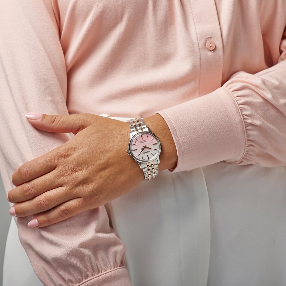 Seiko Ladies Limited Edition Presage Springtime Cocktail Time Pink Bracelet Watch SRPM06J1