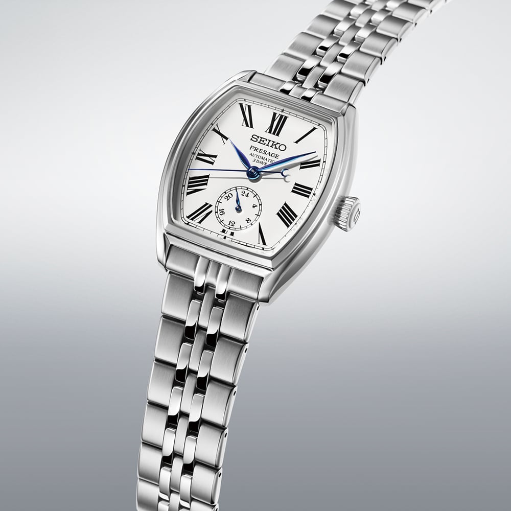 Seiko Mens Presage Classic Series Enamel Tonneau Bracelet Watch SPB537J1